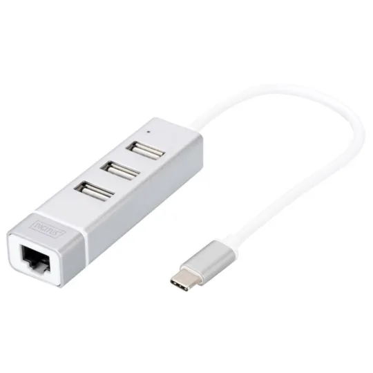 Digitus USB-C centrmezgls ar LAN adapteri