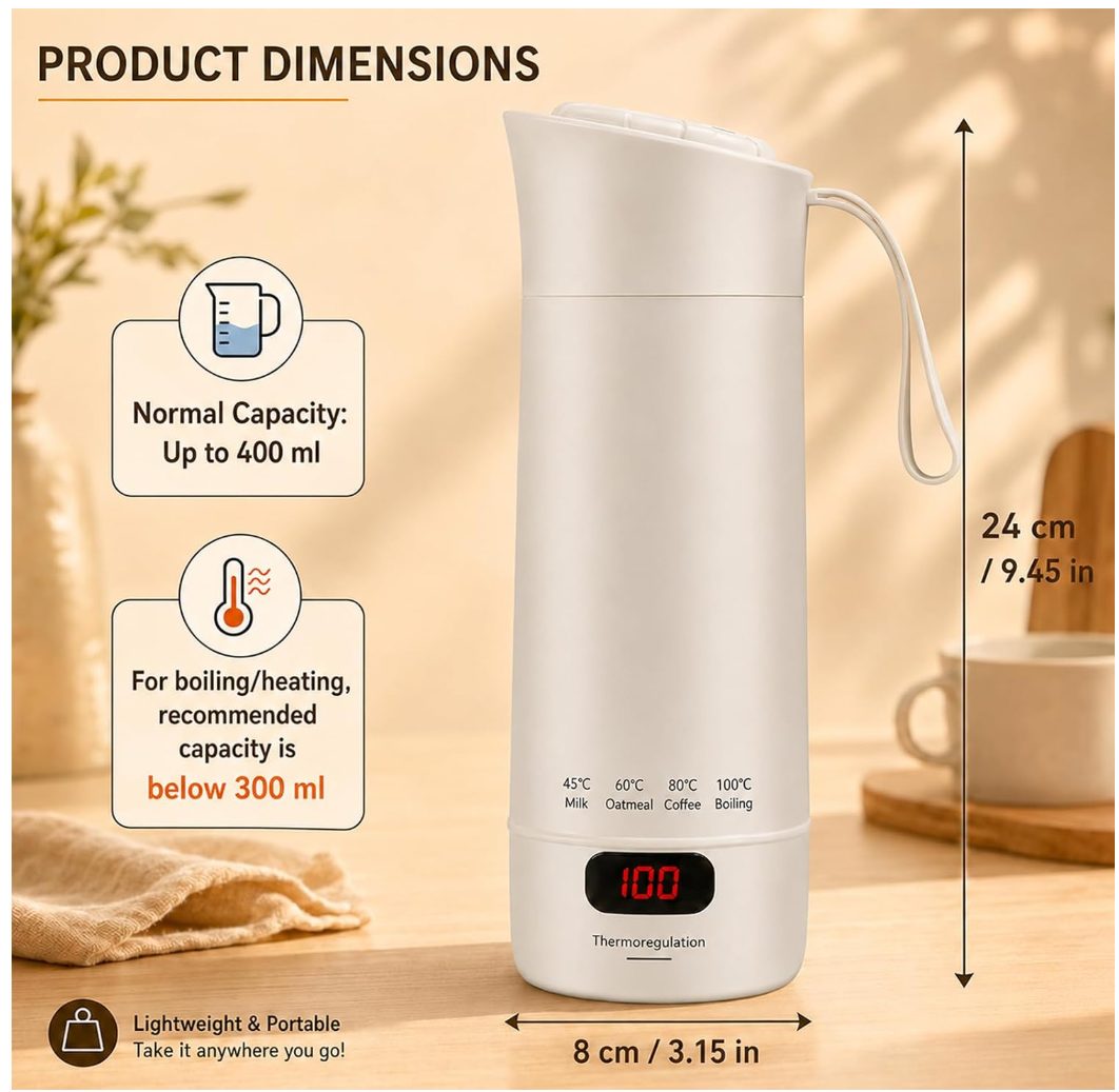 AEMCHDM nešiojamas elektrinis virdulys 400 ml