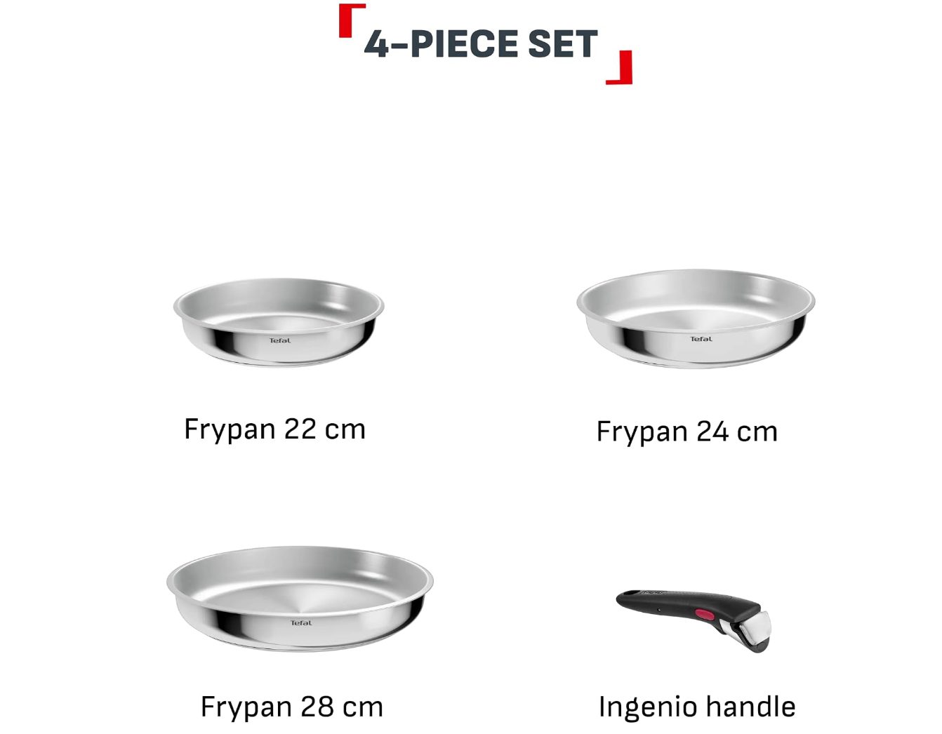 Tefal Ingenio Comfort Max 4 dalių keptuvių rinkinys L968S434